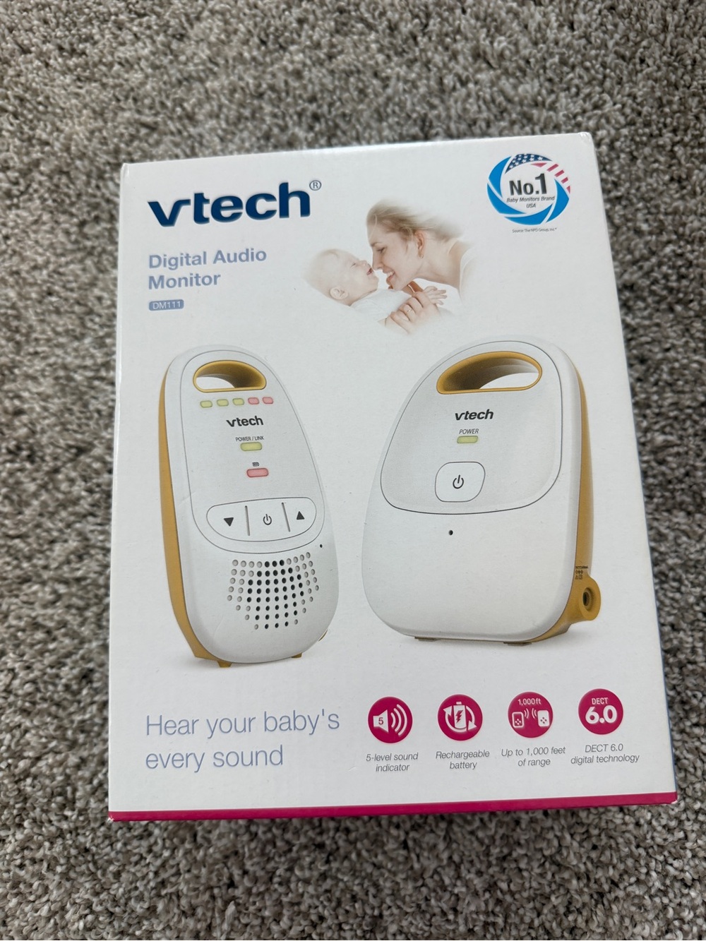 NEW VTech Digital Audio Baby Monitor - White & Gold Accent